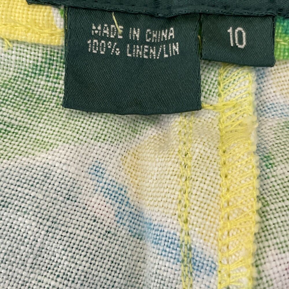 Lauren Ralph Lauren Linen Pants Womens Size 10 Yellow Floral Hawaiian Tropical - Picture 4 of 9